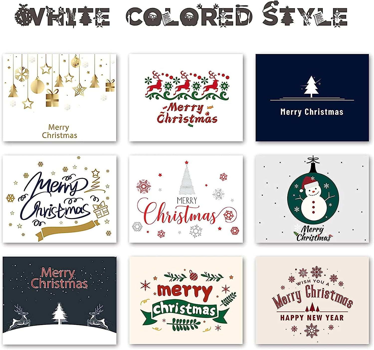 Feelfine Christmas Cards, 50 Packs Christmas Cards Boxed with Envelopes, 4.2 x 5.5 Inches Blank Greeting Cards Bulk, Modern Christmas Cards Merry Christmas (25 Funny Designs) - Image 7